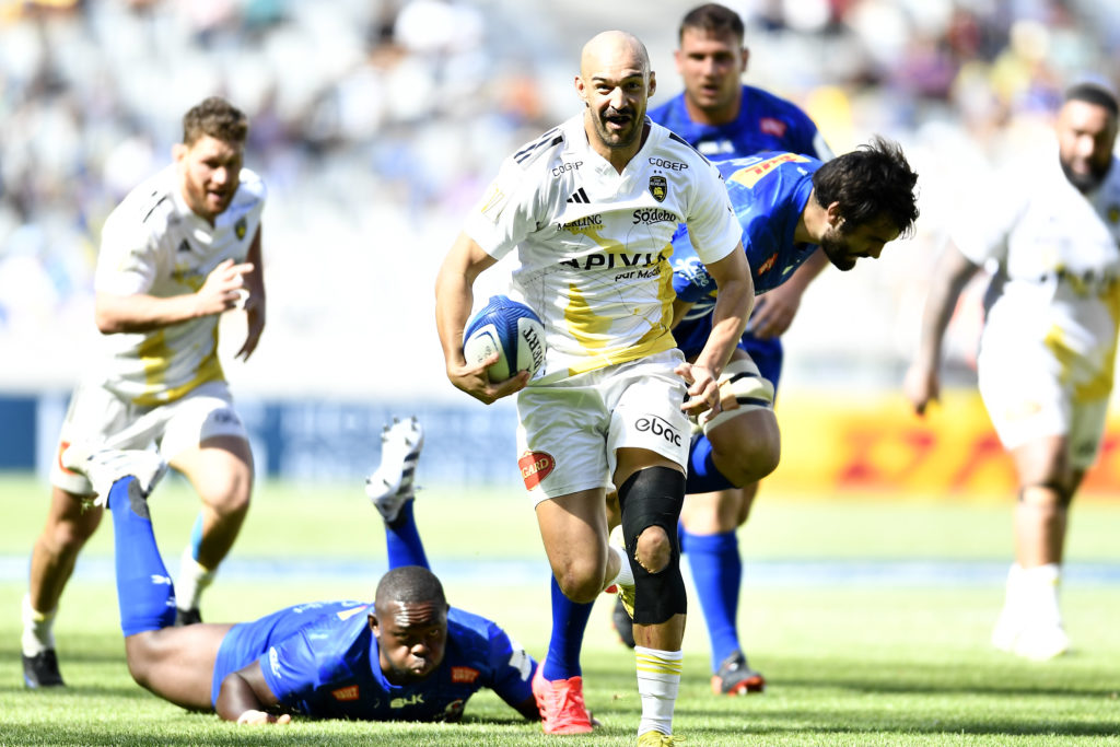 CAPE TOWN, SOUTH AFRICA - DECEMBER 16: Dillyn Leyds of Stade Rochelais during the Investec Champions Cup match between DHL Stormers and La Rochelle at DHL Stadium on December 16, 2023 in Cape Town, South Africa. (Photo by Ashley Vlotman/Gallo Images)