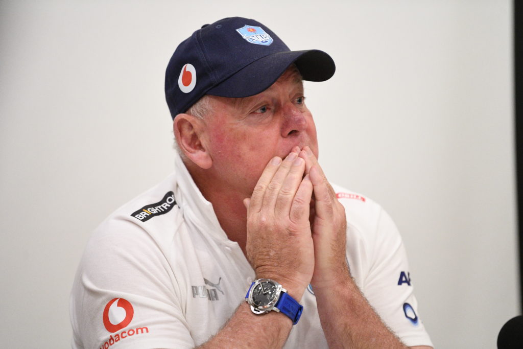 PRETORIA, SOUTH AFRICA - JANUARY 19: Bulls Director of Rugby Jake White during the Vodacom Bulls team announcement at Loftus Versfeld Auditorium on January 19, 2023 in Pretoria, South Africa. (Photo by Lefty Shivambu/Gallo Images)