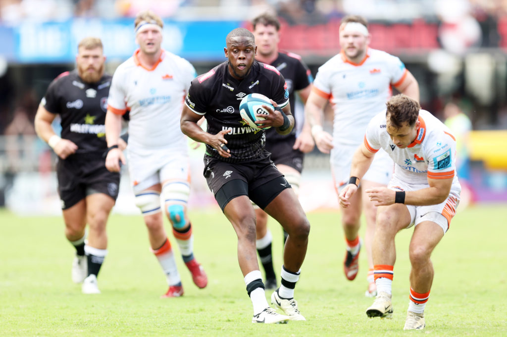DURBAN, SOUTH AFRICA - MARCH 30: Aphelele Fassi of the Hollywoodbets Sharks during the United Rugby Championship match between Hollywoodbets Sharks and Edinburgh at Hollywoodbets Kings Park Stadium on March 30, 2024 in Durban, South Africa. (Photo by Steve Haag Sports/Gallo Images)