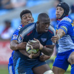 PRETORIA, SOUTH AFRICA - JULY 15: Damian Willemse of the Stormers and Cheslin Kolbe of the Stormers tackles Abongile Nonkontwana of the Bulls during the Super Rugby match between Vodacom Bulls and DHL Stormers at Loftus Versfeld on July 15, 2017 in Pretoria, South Africa. (Photo by Christiaan Kotze/Gallo Images)