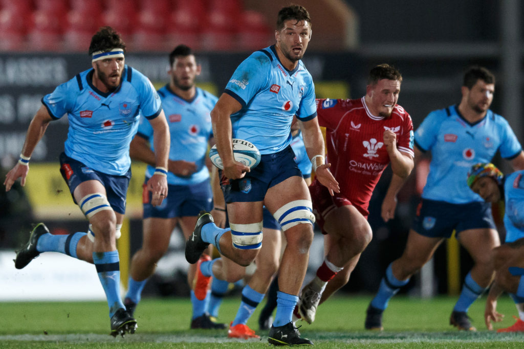 LLANELLI, WALES - JANUARY 27: Ruan Vermaak of Vodacom Bulls during the United Rugby Championship match between Scarlets and Vodacom Bulls at Parc y Scarlets on January 27, 2023 in Llanelli?, ?Wales. (Photo by Gruffydd Thomas/Huw Evans/Gallo Images)