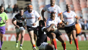 BLOEMFONTEIN, SOUTH AFRICA - APRIL 21: Alulutho Tshakweni of the Toyota Cheetahs during the Currie Cup, Premier Division match between Toyota Cheetahs and Cell C Sharks at Toyota Stadium on April 21, 2023 in Bloemfontein, South Africa. (Photo by Charle Lombard/Gallo Images)