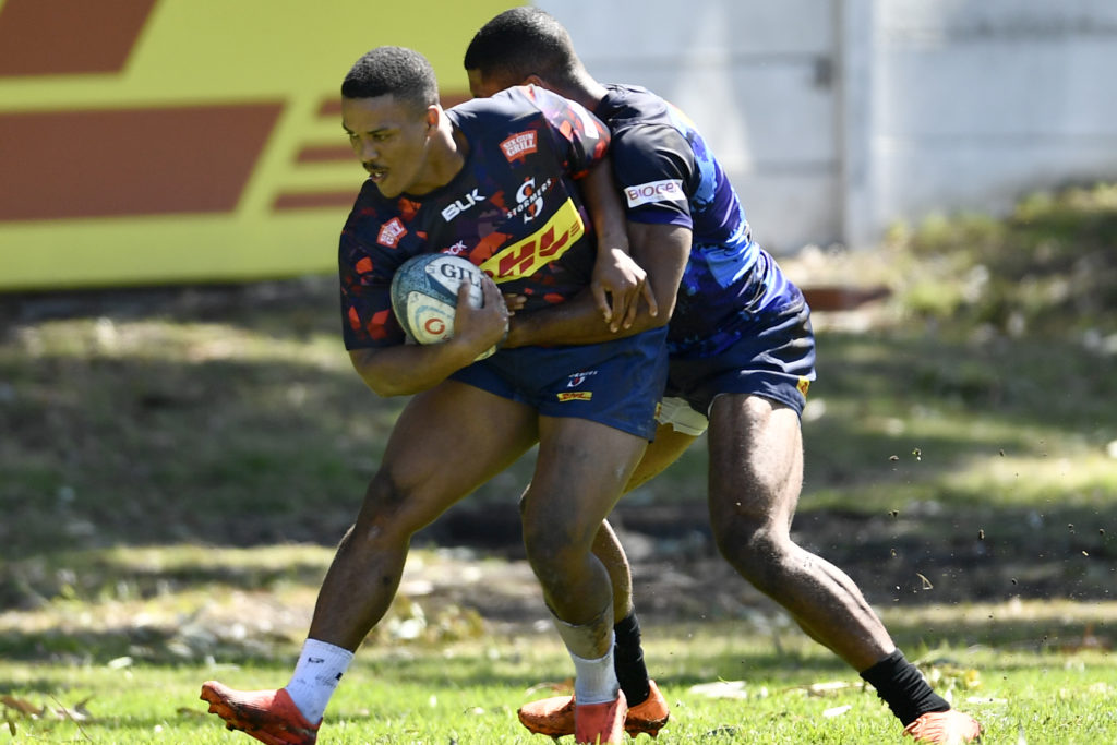 CAPE TOWN, SOUTH AFRICA - SEPTEMBER 26: Angelo Davids during the DHL Stormers training session at High Performance Centre on September 26, 2023 in Cape Town, South Africa. (Photo by Ashley Vlotman/Gallo Images)