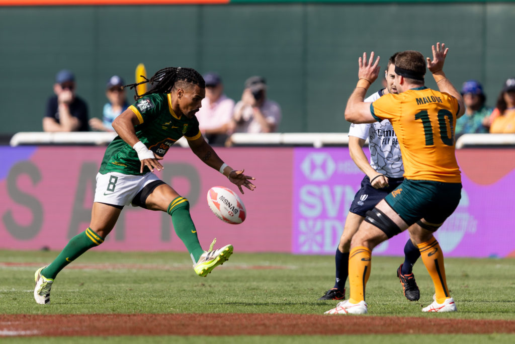 DUBAI, UNITED ARAB EMIRATES - DECEMBER 02: Kat Selvyn Davids of South Africa in action during day 2 of HSBC Dubai Sevens at Sevens Stadium on December 02, 2023 in Dubai, United Arab Emirates. (Photo by Juan Jose Gasparini/Gallo Images)