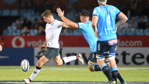 PRETORIA, SOUTH AFRICA - DECEMBER 09: Owen Farrell of Saracens during the Investec Champions Cup match between Vodacom Bulls and Saracens at Loftus Versfeld Stadium on December 09, 2023 in Pretoria, South Africa. (Photo by Lee Warren/Gallo Images)