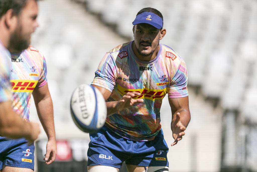 CAPE TOWN, SOUTH AFRICA - APRIL 05: Salmaan Moerat during the DHL Stormers captain's run at DHL Stadium on April 05, 2024 in Cape Town, South Africa. (Photo by Cole Cruickshank/Gallo Images)